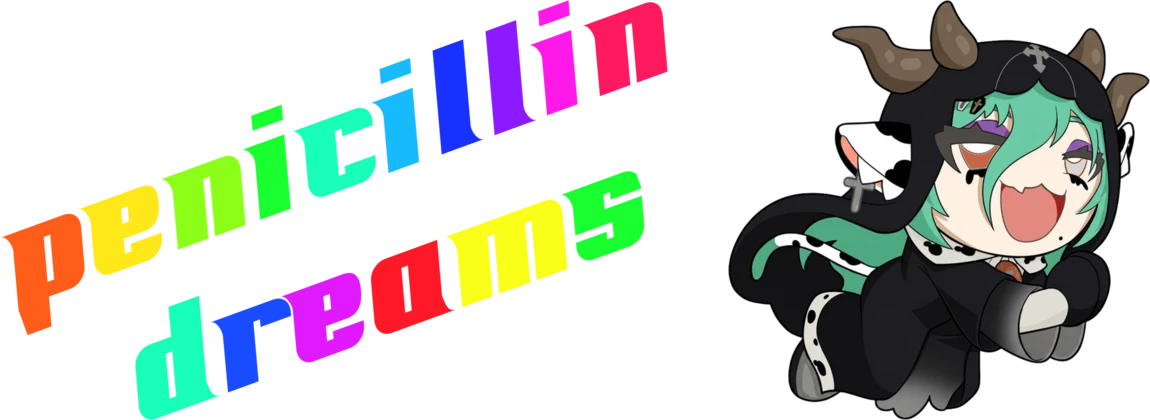 Penicillin Dreams logo, with the Cult Mother mid-run beside it